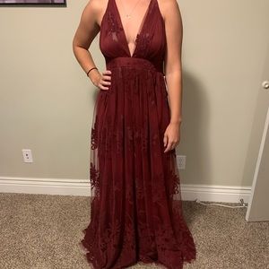 Lace evening gown